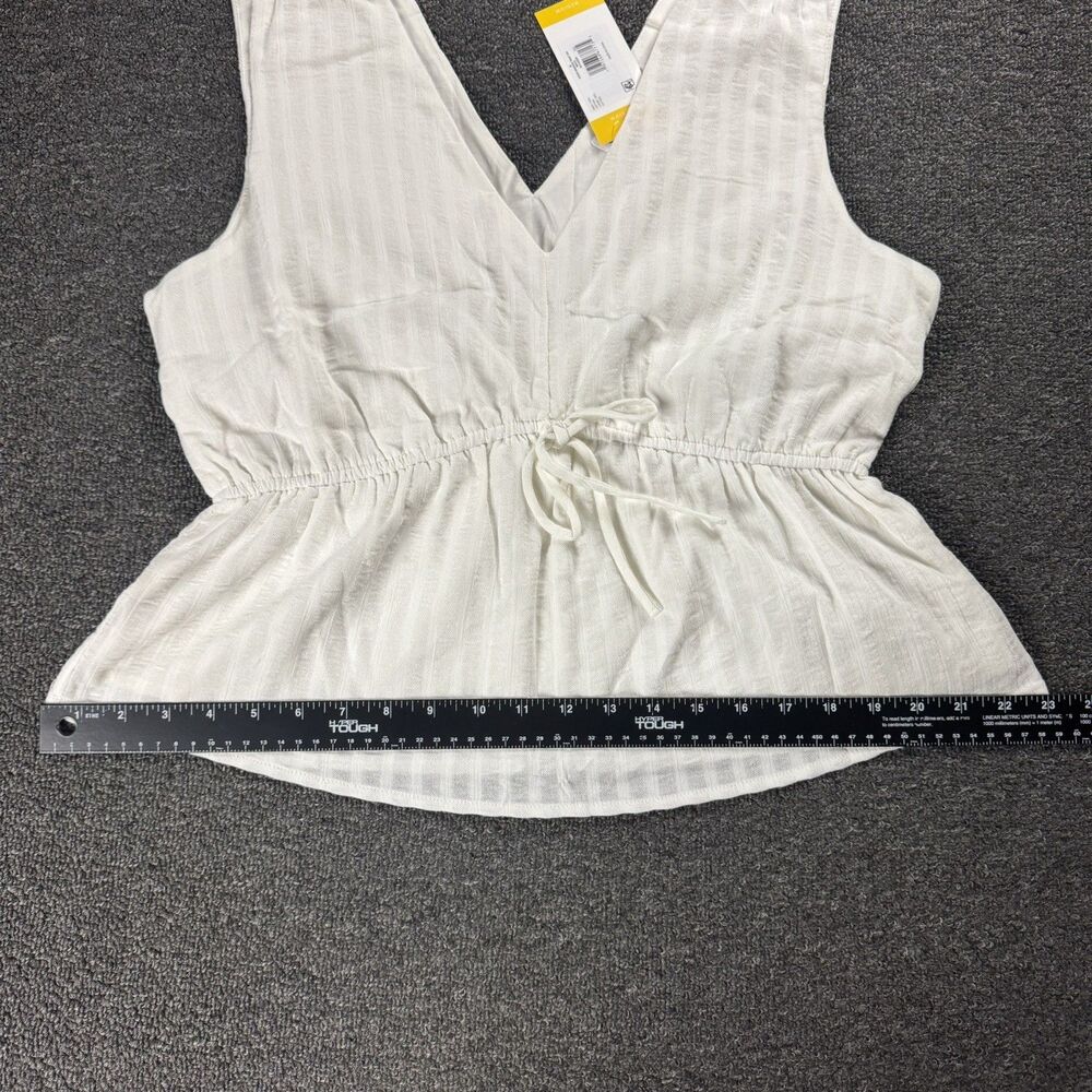 Steve Madden Womens Medium White Sleeveless V Neck Peplum Tie Waist Top NWT - Picture 12 of 13